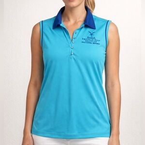New GREG NORMAN Women’s Sleeveless Golf Polo w Sandals Embroidery Size Medium